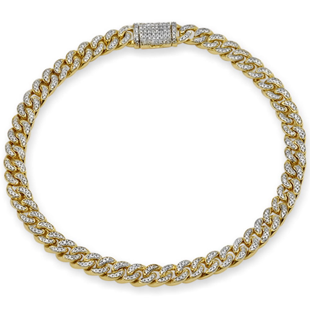 ''SPECIAL! 5.5MM 1.48ct G SI 10K Yellow GOLD Diamond Round Cuban Bracelet 8.5''''''