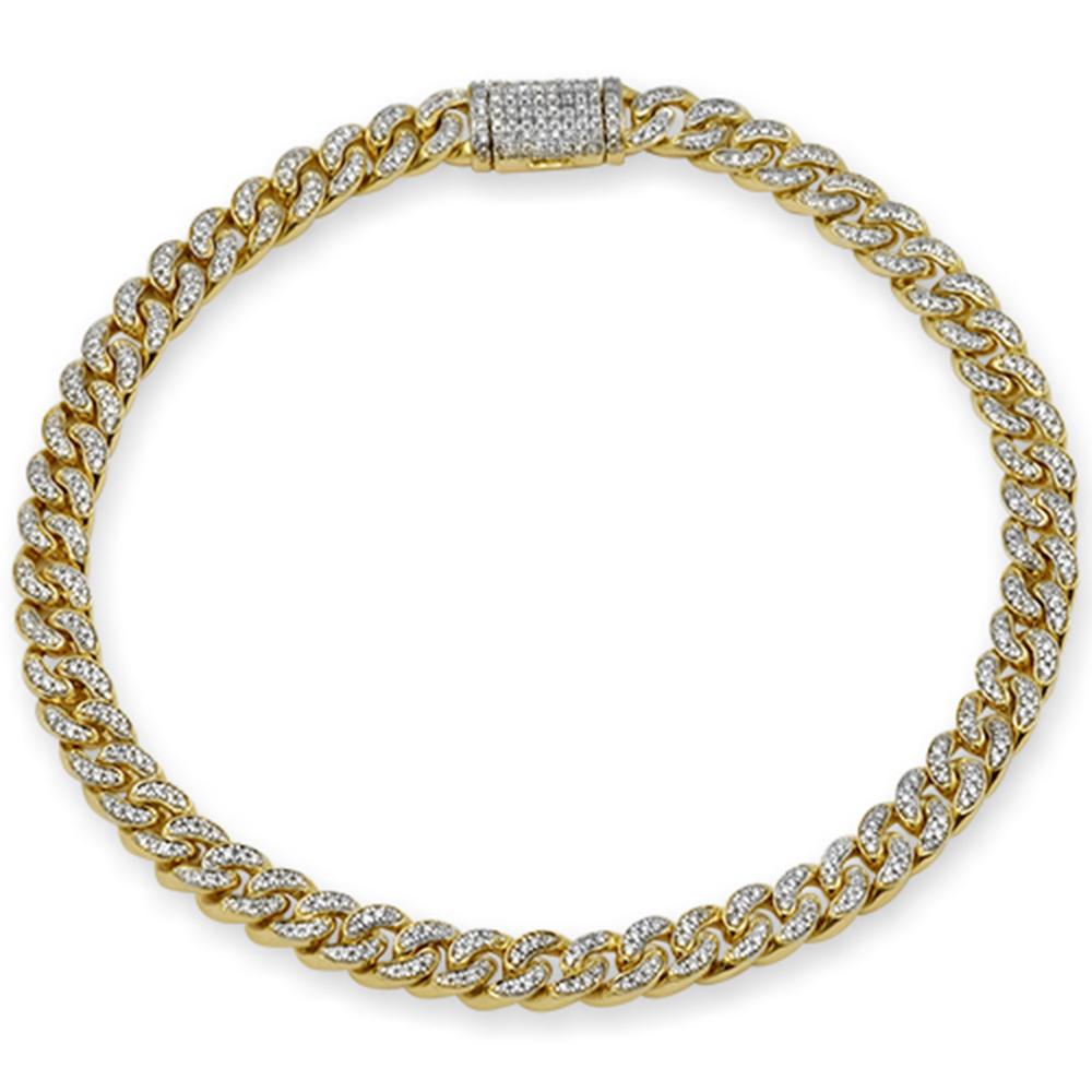 ''SPECIAL! 4MM 0.87ct 14K Yellow GOLD Diamond Round Cuban Bracelet 7''''''