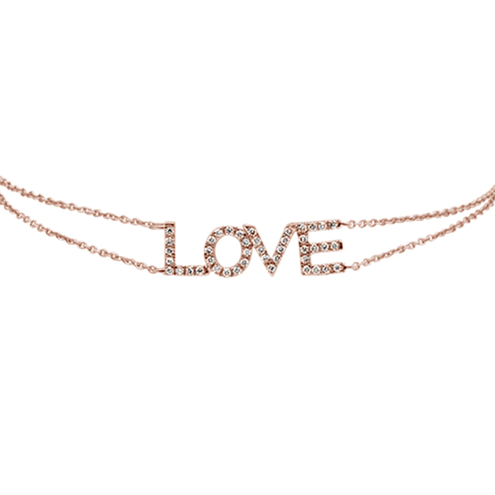 ''.17ct 14KT Rose Gold Love Script Heart DIAMOND Bracelet 7''''''