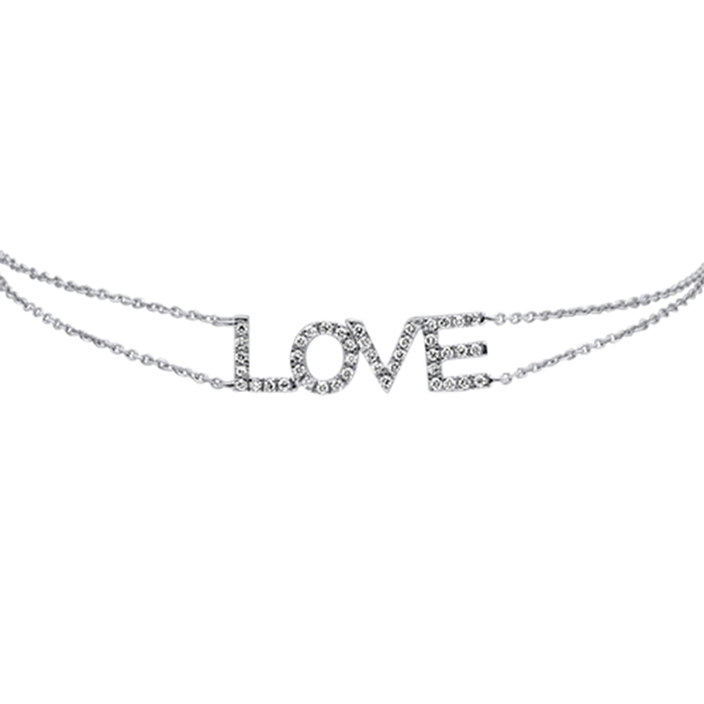 ''.18ct 14KT White Gold Love Script Heart DIAMOND Bracelet 7''''''