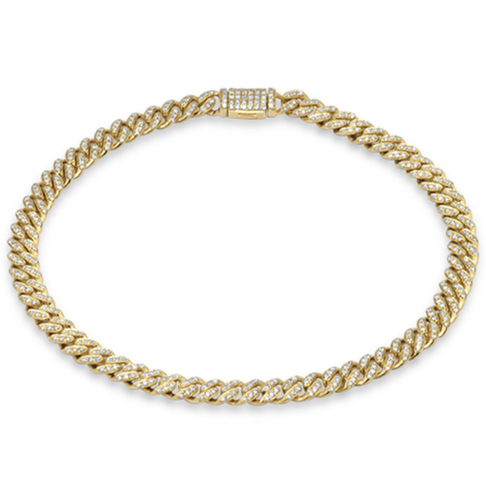 ''SPECIAL! 5mm 1.81ct G SI 14K Yellow Gold Diamond Round Micro Pave Cuban Link BRACELET 8.5''''''