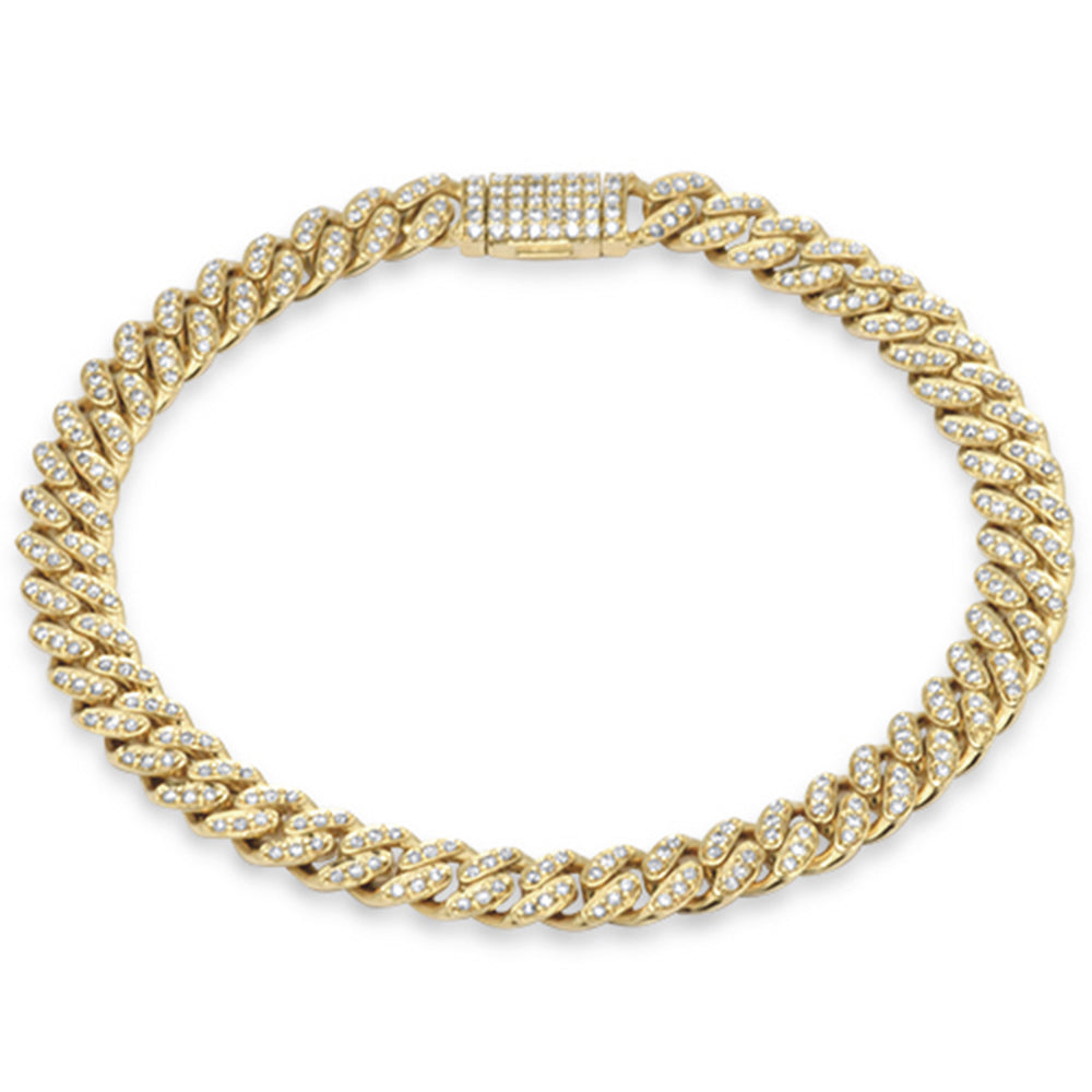 ''SPECIAL! 7mm 2.61ct G SI 14K Yellow Gold Diamond Round Micro Pave Cuban Link BRACELET 8.5''''''