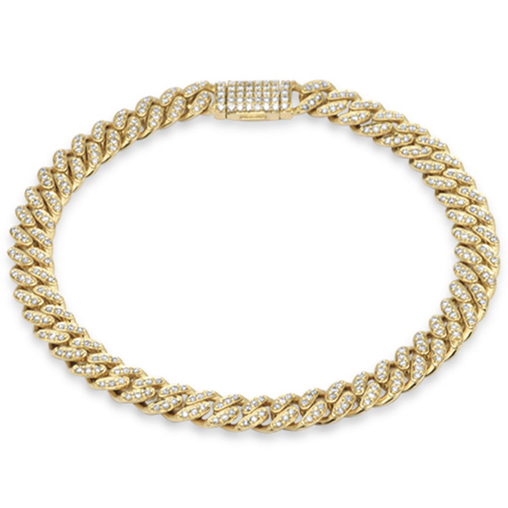 ''SPECIAL! 7mm 2.61ct G SI 14K Yellow Gold DIAMOND Round Micro Pave Cuban Link Bracelet 8.5''''''