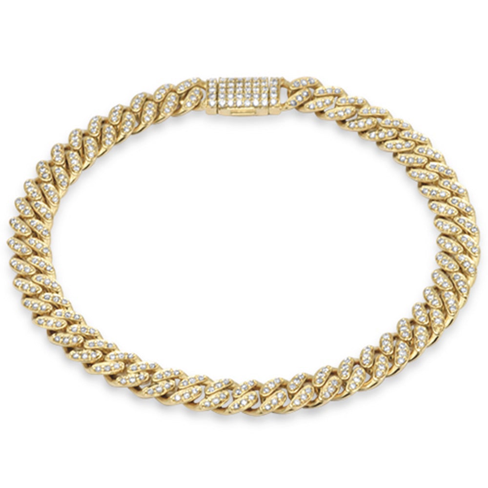 ''SPECIAL! 7mm 2.53ct G SI 14K Yellow Gold Diamond Round Cuban BRACELET 8''''''