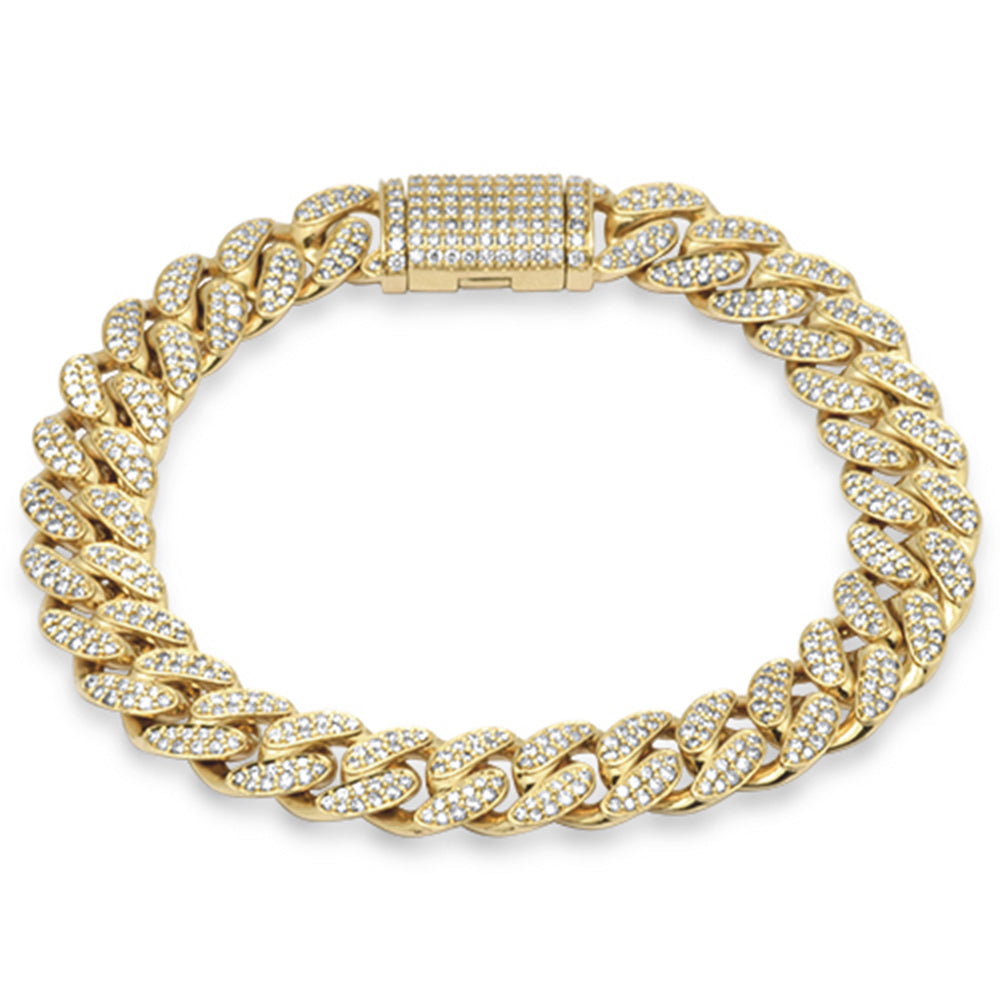 ''SPECIAL!11mm 5.69ct G SI 14K Yellow Gold Diamond Micro Pave Round Cuban Link BRACELET 8''''''
