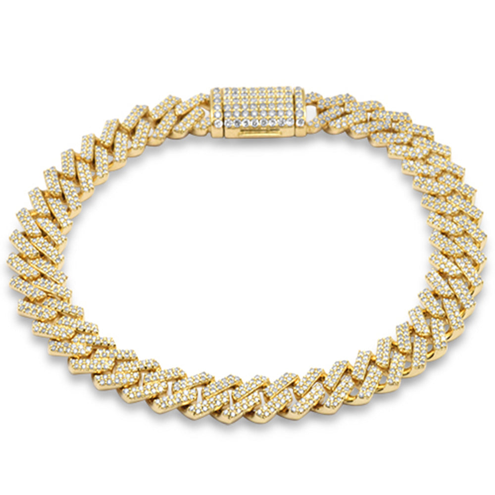 ''SPECIAL! 9MM 4.24ct G SI 14K Yellow Gold Diamond Square Cuban BRACELET 8''''''