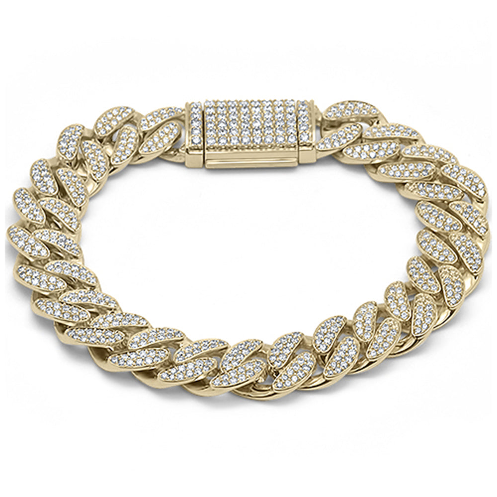 ''SPECIAL! 13MM 8.0ct G SI 14K Yellow Gold DIAMOND Round Cuban Link Bracelet 9'''' Long''