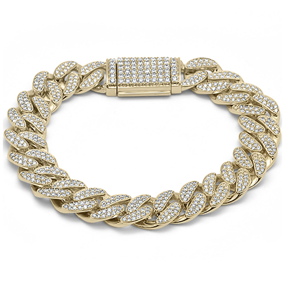 ''SPECIAL! 15MM 8.87ct G SI 14K Yellow GOLD Diamond Round Cuban Link Bracelet 8.5'''' Long''