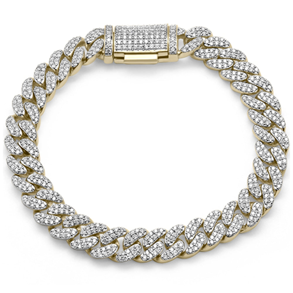 ''SPECIAL! 9MM 3.79ct G SI 14K Yellow Gold DIAMOND Micro Pave Cuban Bracelet 8'''' Long''