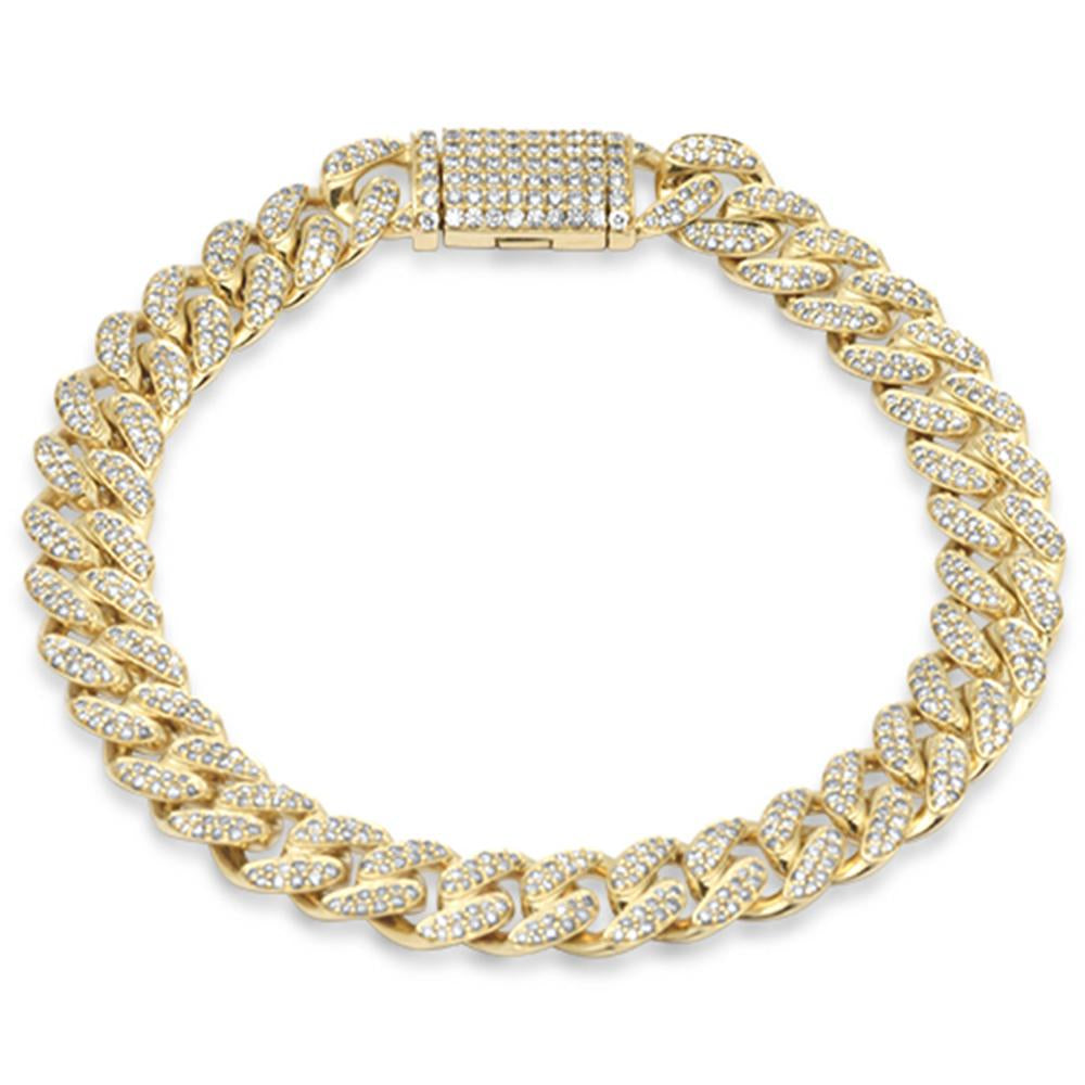 ''SPECIAL! 9MM 3.69ct G SI 10K Yellow Gold Diamond Round Cuban BRACELET 8''''''