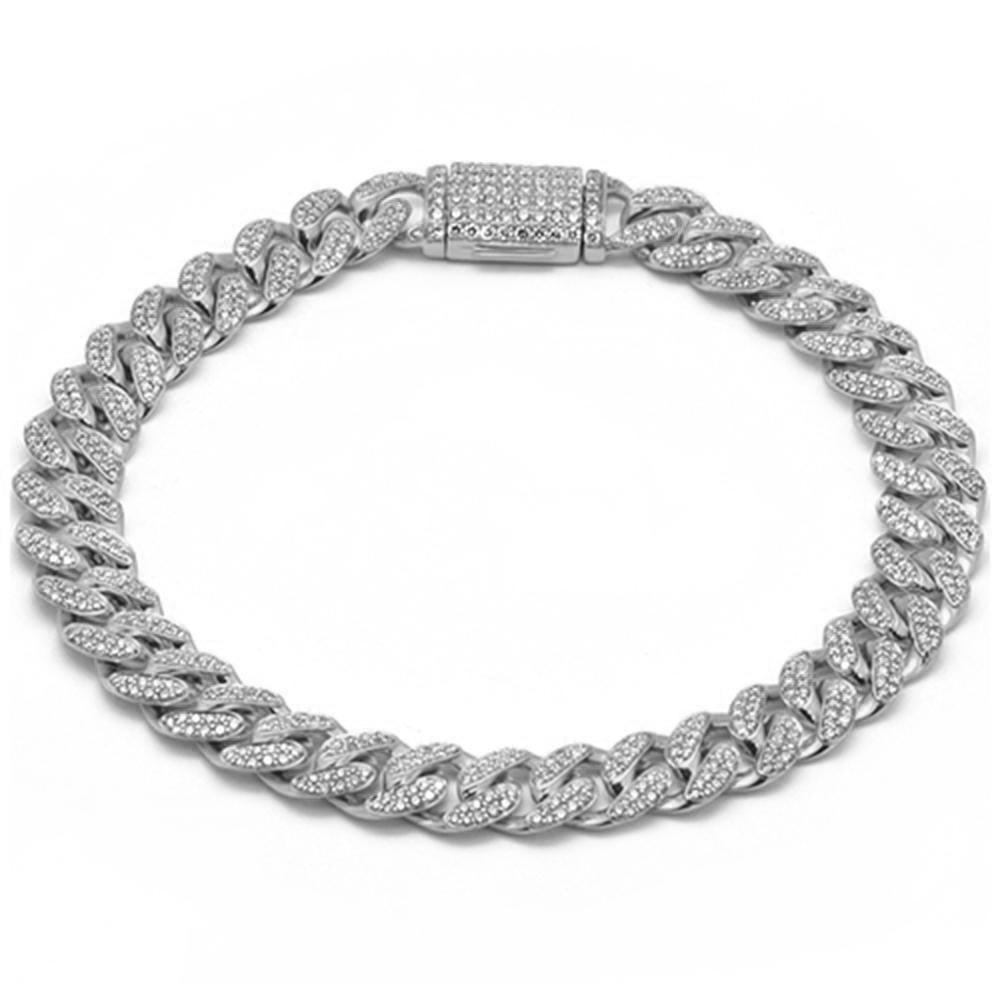 ''SPECIAL! 9MM 3.76ct G SI 14K White Gold Diamond Round Cuban BRACELET 8''''''