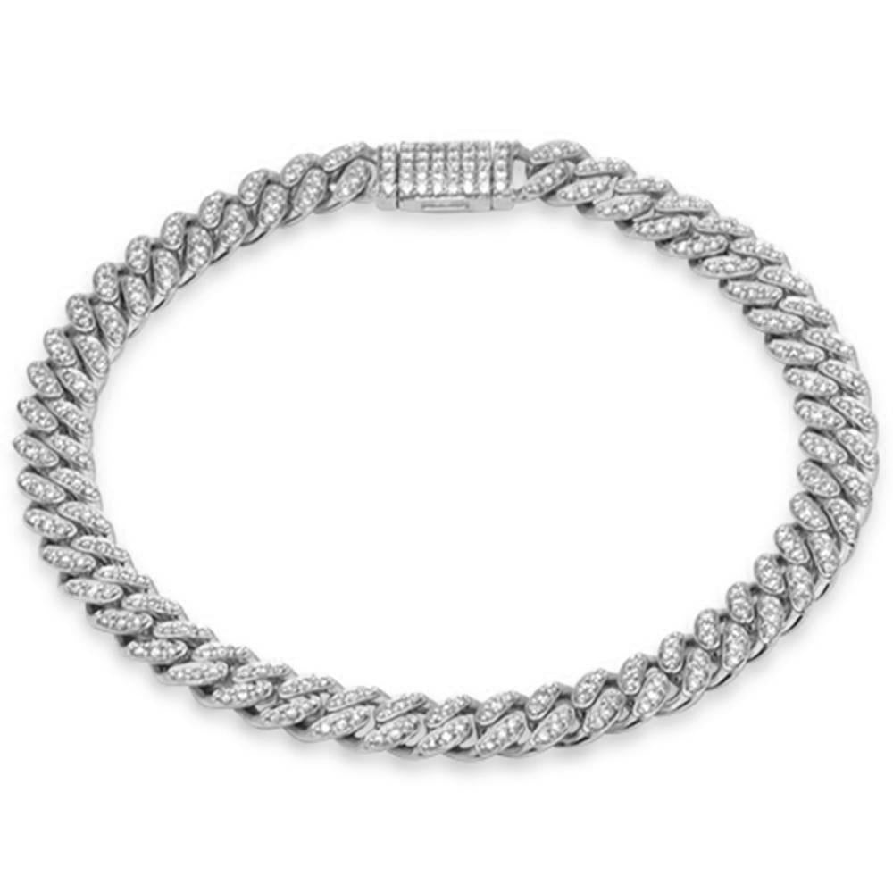 ''SPECIAL! 7mm 2.59ct G SI 14K White Gold DIAMOND Round Micro Pave Cuban Link Bracelet 8.5''''''