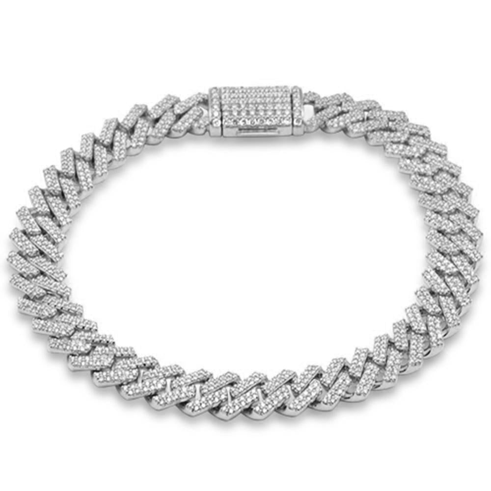 ''SPECIAL! 9MM 4.25ct G SI 14K White Gold Diamond Micro Pave Miami Square Cuban Link BRACELET''