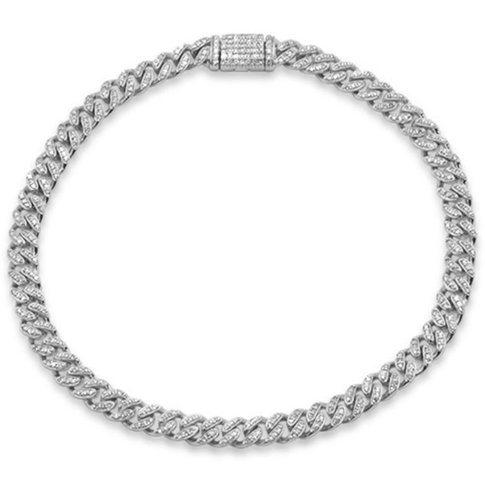 ''4MM .93ct G SI 14K White GOLD Diamond Round Cuban Bracelet 8''''''