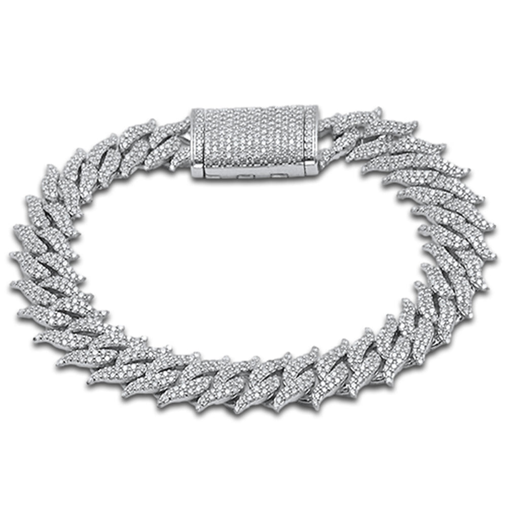 ''SPECIAL!13MM 6.24ct G SI 14KT White Gold Spiked Round DIAMOND Cuban Bracelet 8''''''