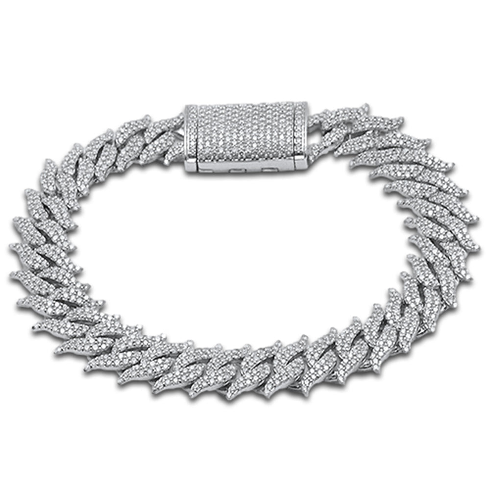 ''SPECIAL!13MM 6.24ct G SI 14KT White Gold Spiked Round Diamond Cuban BRACELET 8''''''