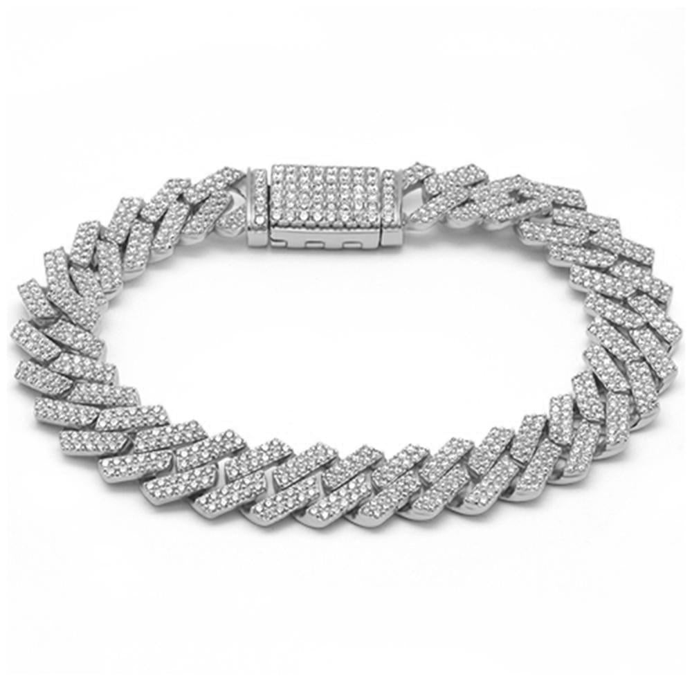 ''SPECIAL! 13MM 10.53ct G SI 14K White GOLD Diamond Cuban link Mirco Pave Bracelet 8'''' Long''