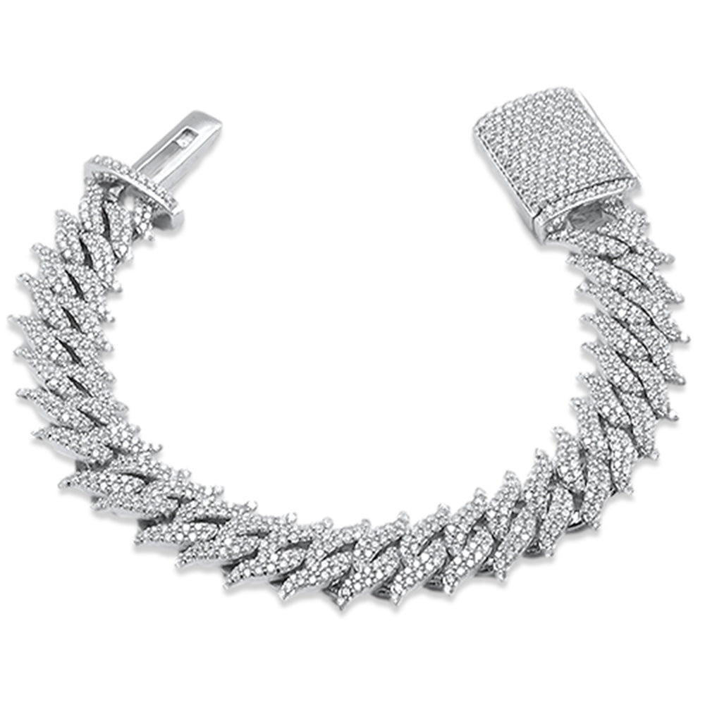 ''SPECIAL!13mm 5.81ct G SI 14KT White Gold Spiked Diamond Cuban BRACELET 6.75'''' Long''