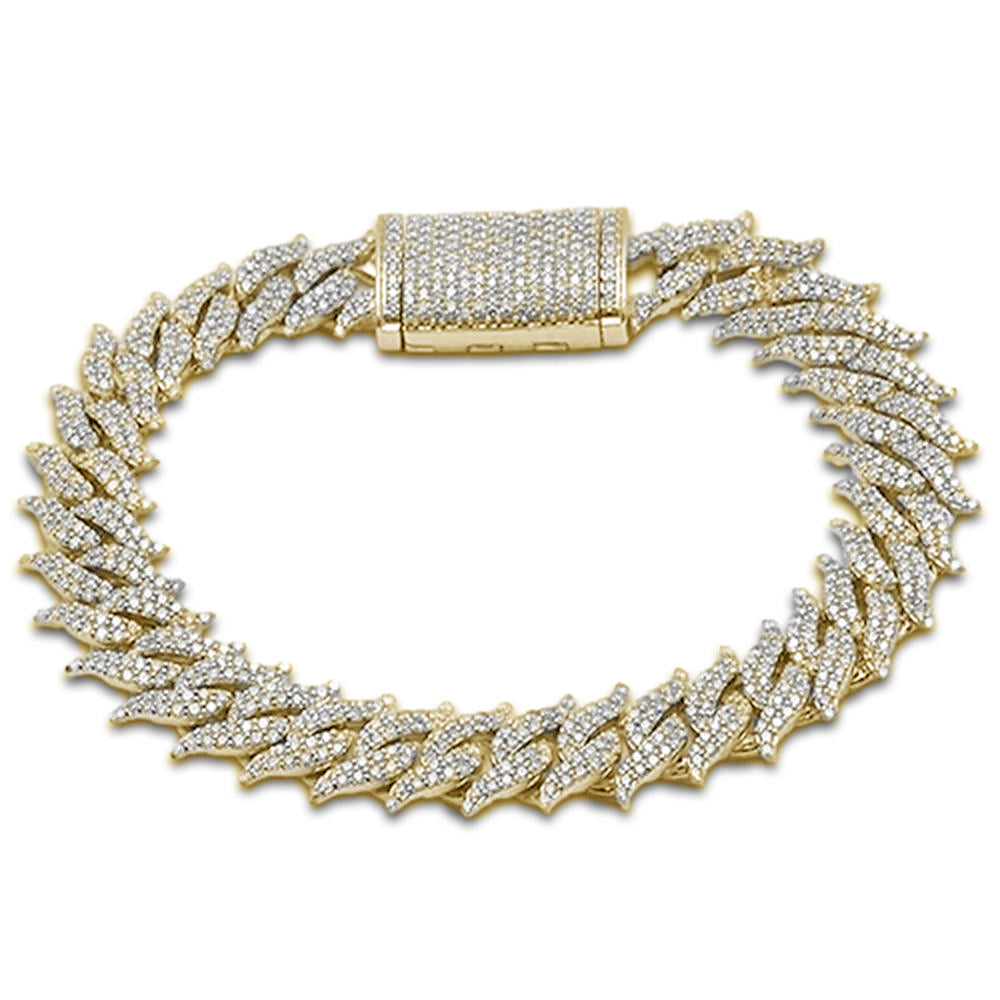 ''DIAMOND  CLOSEOUT!  18MM 12.82ct G SI 14KT Yellow GOLD Round Diamond Spiked Cuban Bracelet 8.5''''''