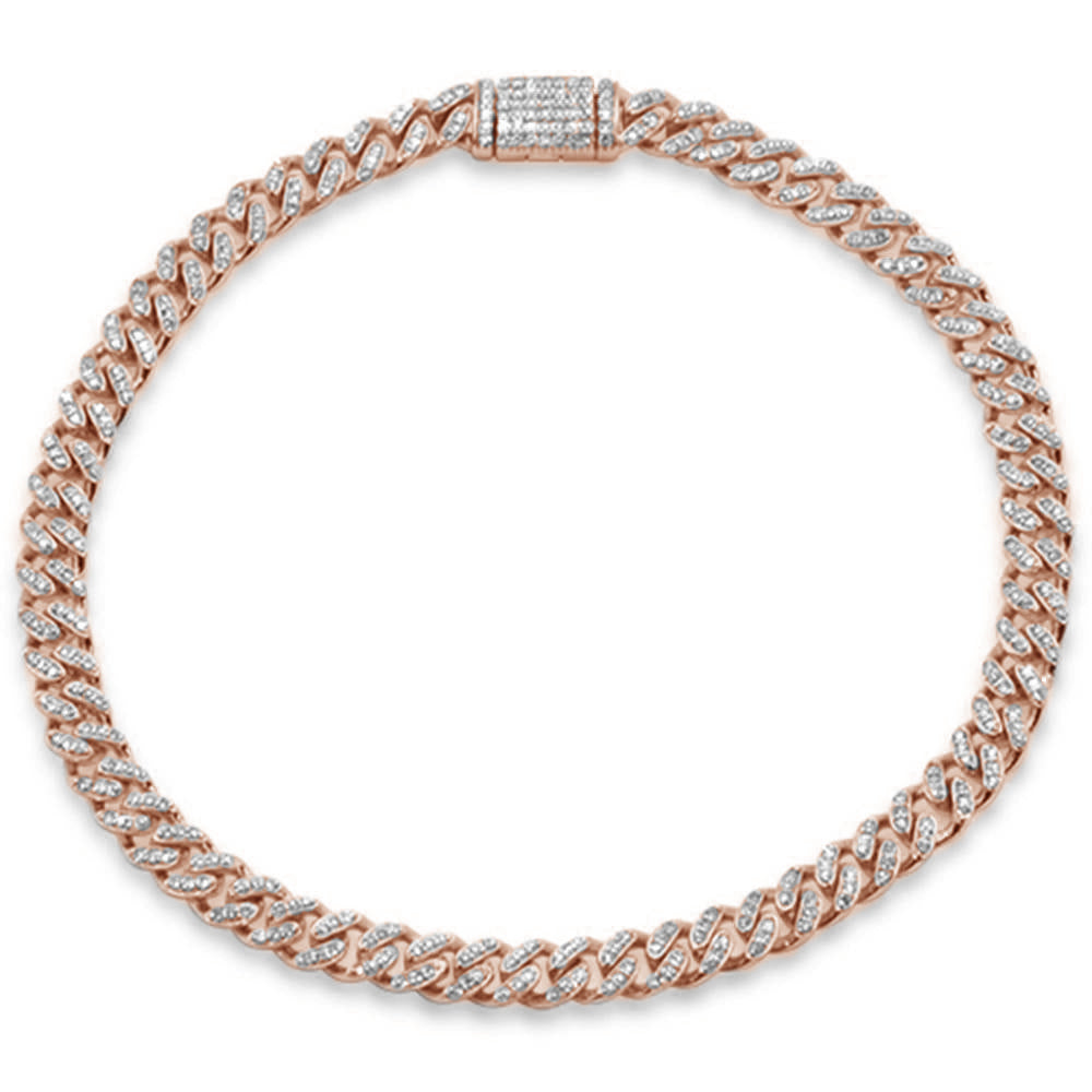 <span style="color:purple">SPECIAL!</span> 4MM .65ct G SI 14K Rose Gold Round Diamond Cuban Bracelet 7"