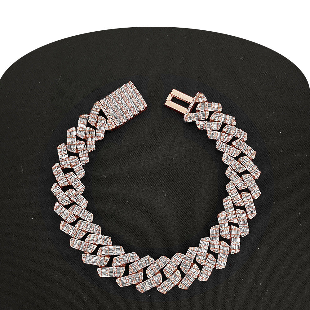 ''DIAMOND  CLOSEOUT!  15MM 8.83ct G SI 14K Rose Gold Diamond Baguette & Round BRACELET 8.5''''''