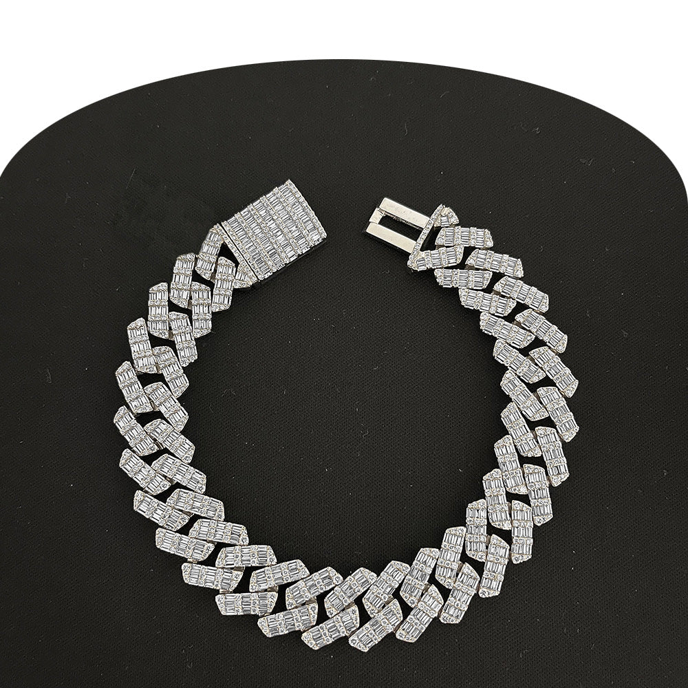 ''DIAMOND  CLOSEOUT!  15MM 8.83ct G SI 14K White GOLD Diamond Baguette & Round Bracelet 8.5''''''