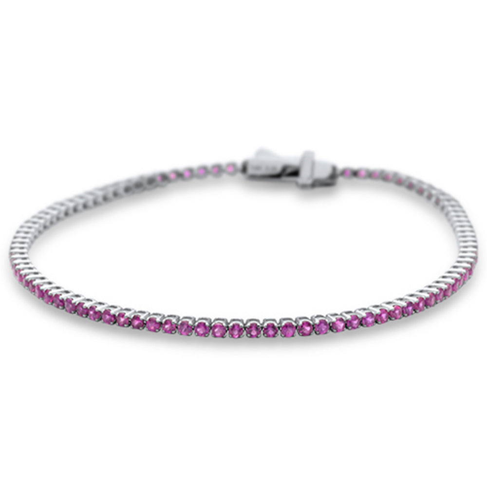 ''SPECIAL! 2.39ct G SI 14K White GOLD Natural Ruby Tennis Bracelet 7''''''