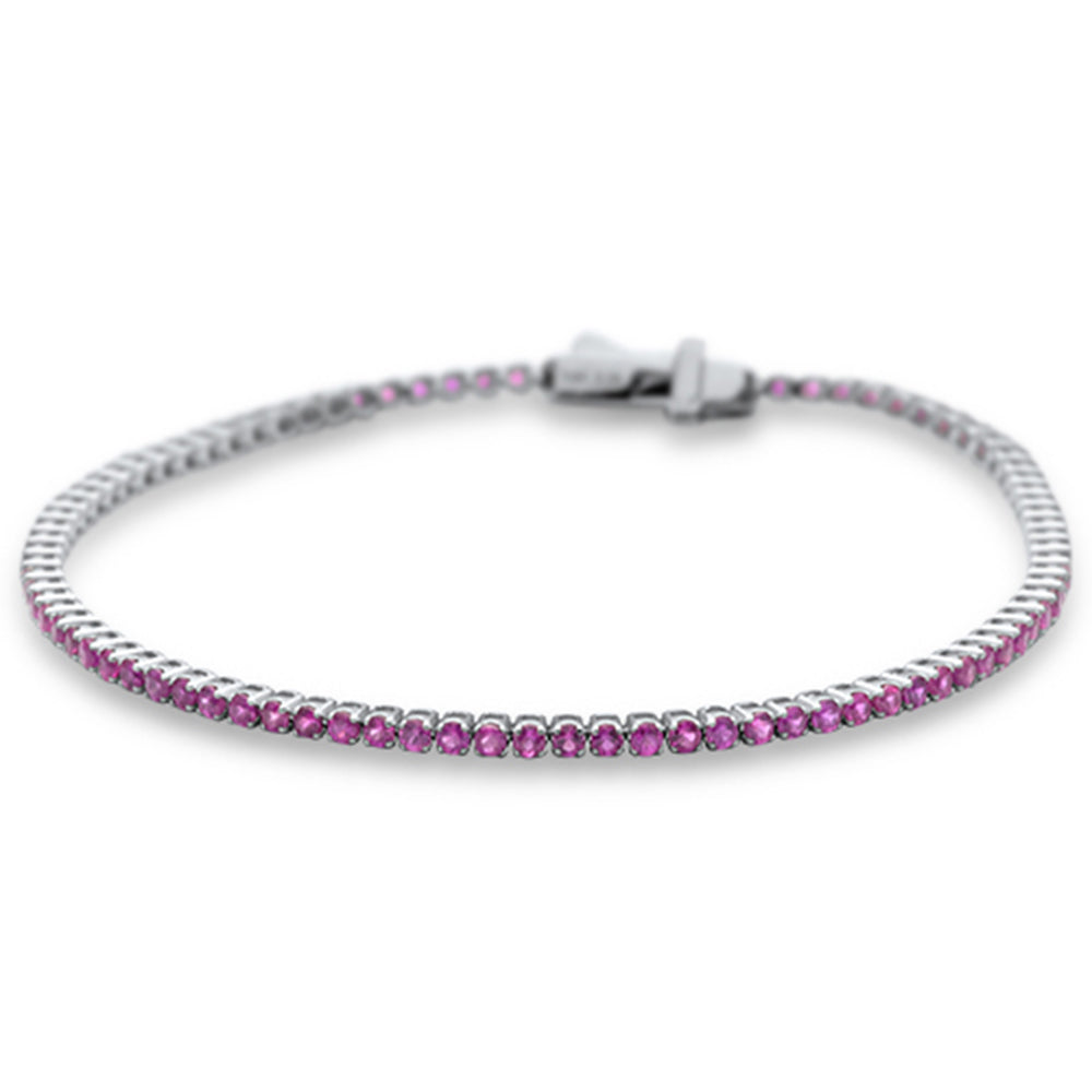 ''SPECIAL! 2.39ct G SI 14K White Gold Natural Ruby Tennis BRACELET 7''''''