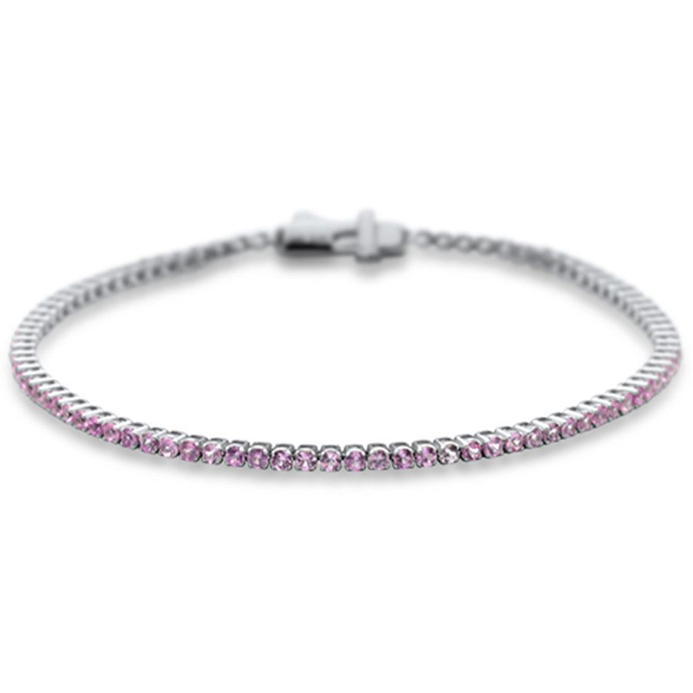 ''SPECIAL! 2.45ct G SI 14K White Gold Natural Pink Sapphire Tennis BRACELET 7''''''