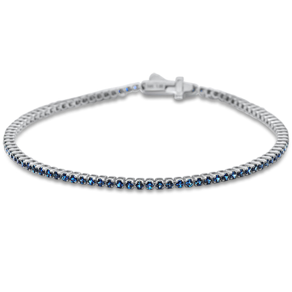 ''SPECIAL!1.60cts G SI 14K White Gold Natural Blue Sapphire Tennis BRACELET 7''''''