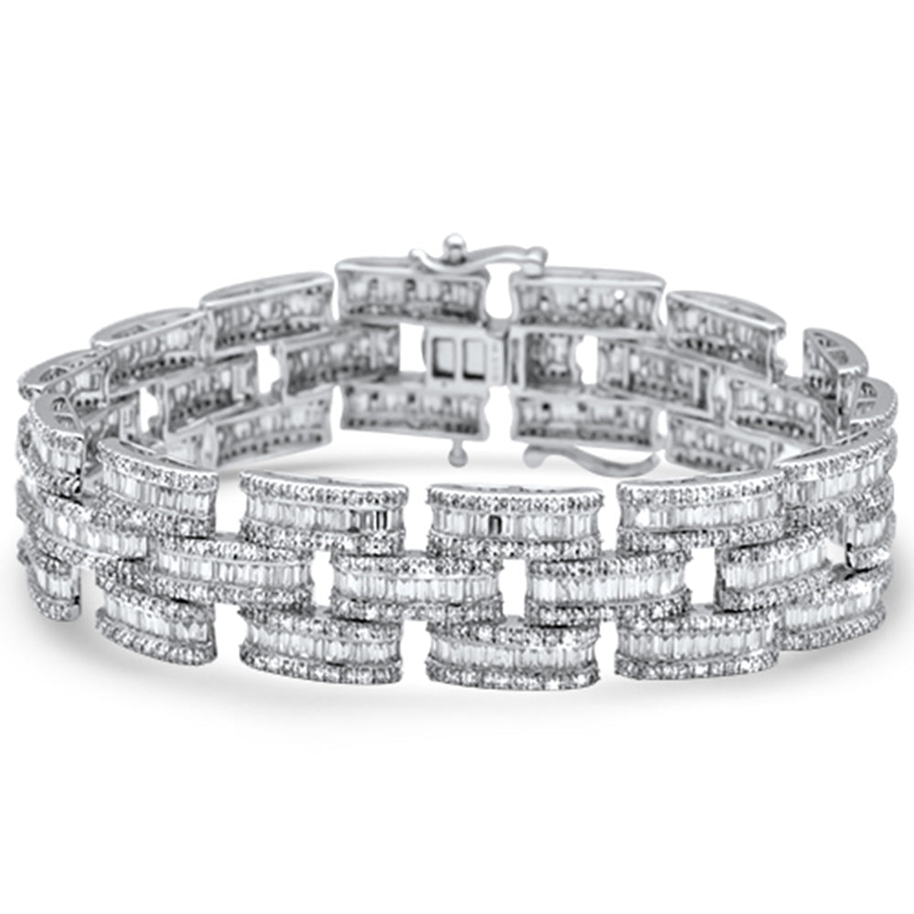 ''SPECIAL! 9.98ct G SI 14KT White Gold DIAMOND Round & Baguette Bracelet 8.5''''''