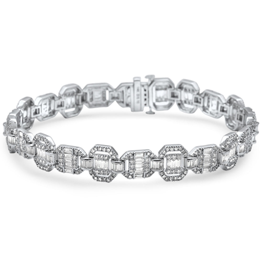 ''SPECIAL! 5.15ct G SI 14K White Gold  Diamond Round & Baguette Iced Out TENNIS BRACELET 8.5'''' Long''