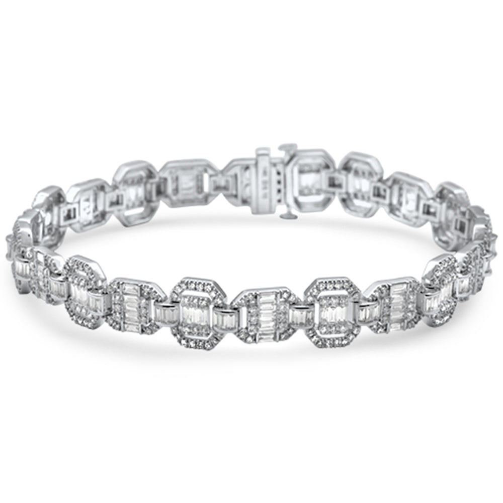 ''SPECIAL! 5.15ct G SI 14K White GOLD  Diamond Round & Baguette Iced Out Tennis Bracelet 8.5'''' Long''