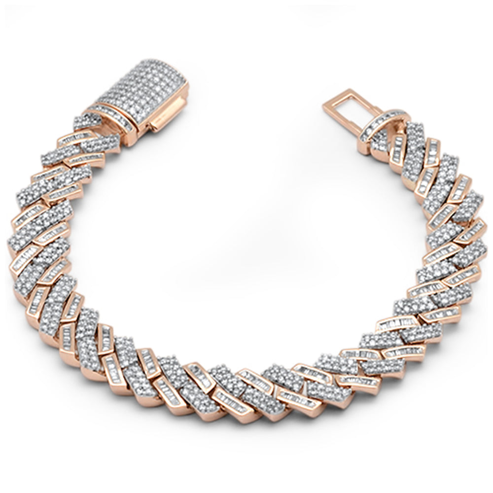 ''SPECIAL! 6.10ct G SI 14K Rose GOLD Diamond Round & Baguette Iced Out Men's Bracelet 8'''' Long''