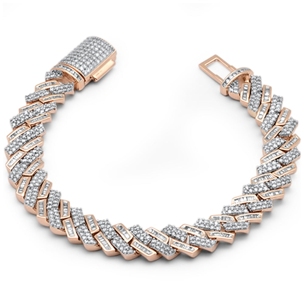 ''SPECIAL! 6.10ct G SI 14K Rose Gold Diamond Round & Baguette Iced Out Men's BRACELET 8'''' Long''