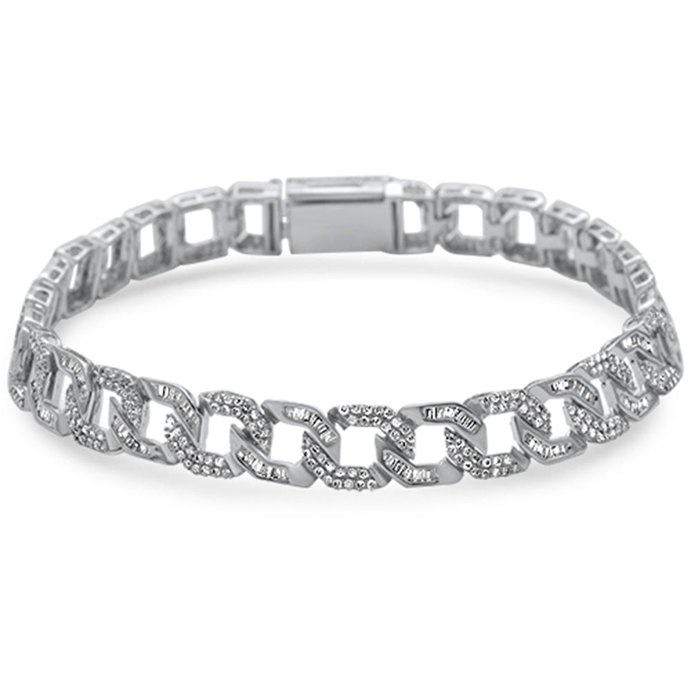 ''SPECIAL! 3.82ct G SI 14K White Gold Men's Round & Baguette Diamond BRACELET 8'''' Long''