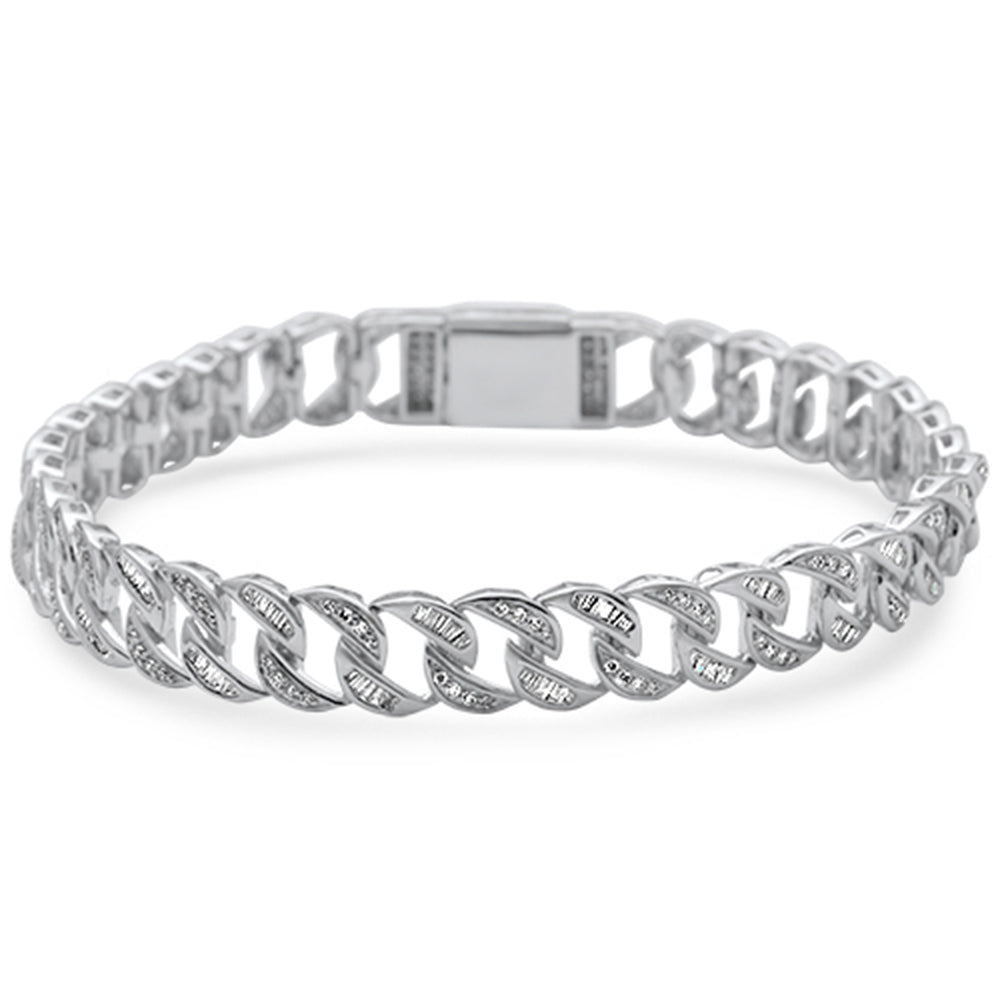 ''DIAMOND CLOSEOUT!  2.85ct G SI Men's 14K White Gold Round & Baguette DIAMOND Bracelet 8'''' Long''