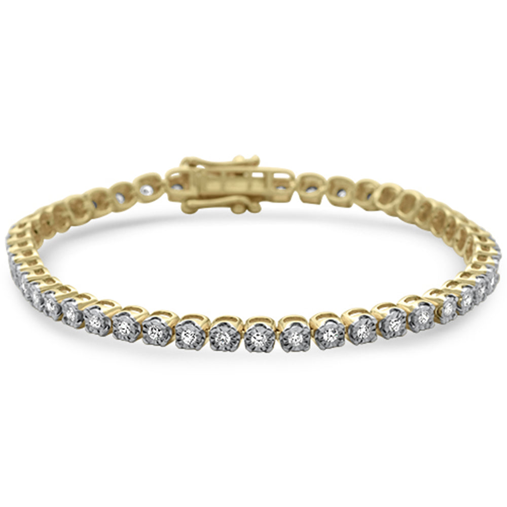 ''SPECIAL! 1.00ct G SI 14K Yellow Gold Round Diamond Miracle Illusion Tennis BRACELET 7'''' Long''