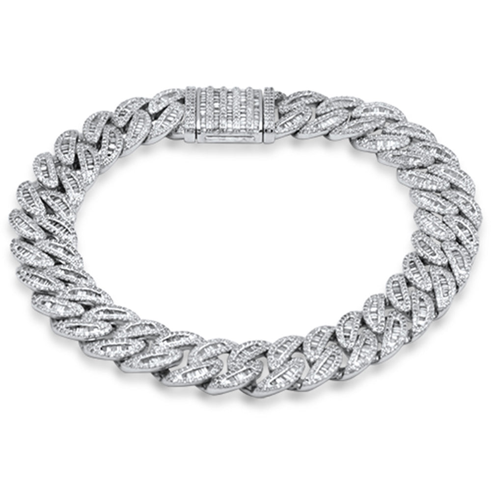 ''SPECIAL! 5.00ct G SI 14K White Gold Round & Baguette DIAMOND Cuban Bracelet''