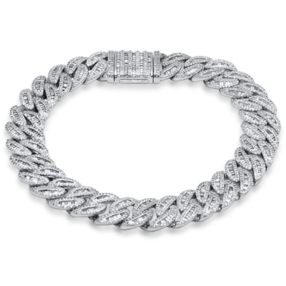 ''SPECIAL! 9MM 3.70ct G SI 14K White Gold Round & Baguette Iced Out Diamond Cuban BRACELET 8'''' Long''
