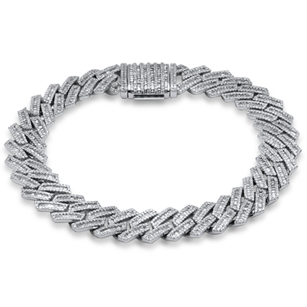 ''SPECIAL! 5.53ct G SI 14K White Gold Round & Baguette Iced Out Diamond Cuban BRACELET 8'''' Long''