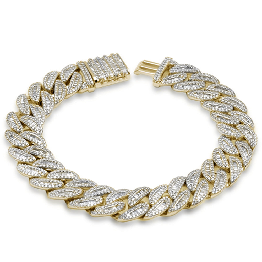 ''SPECIAL! 8.03ct G SI 14K Yellow Gold Round & Baguette Iced Out Cuban DIAMOND Bracelet 8'''' Long''