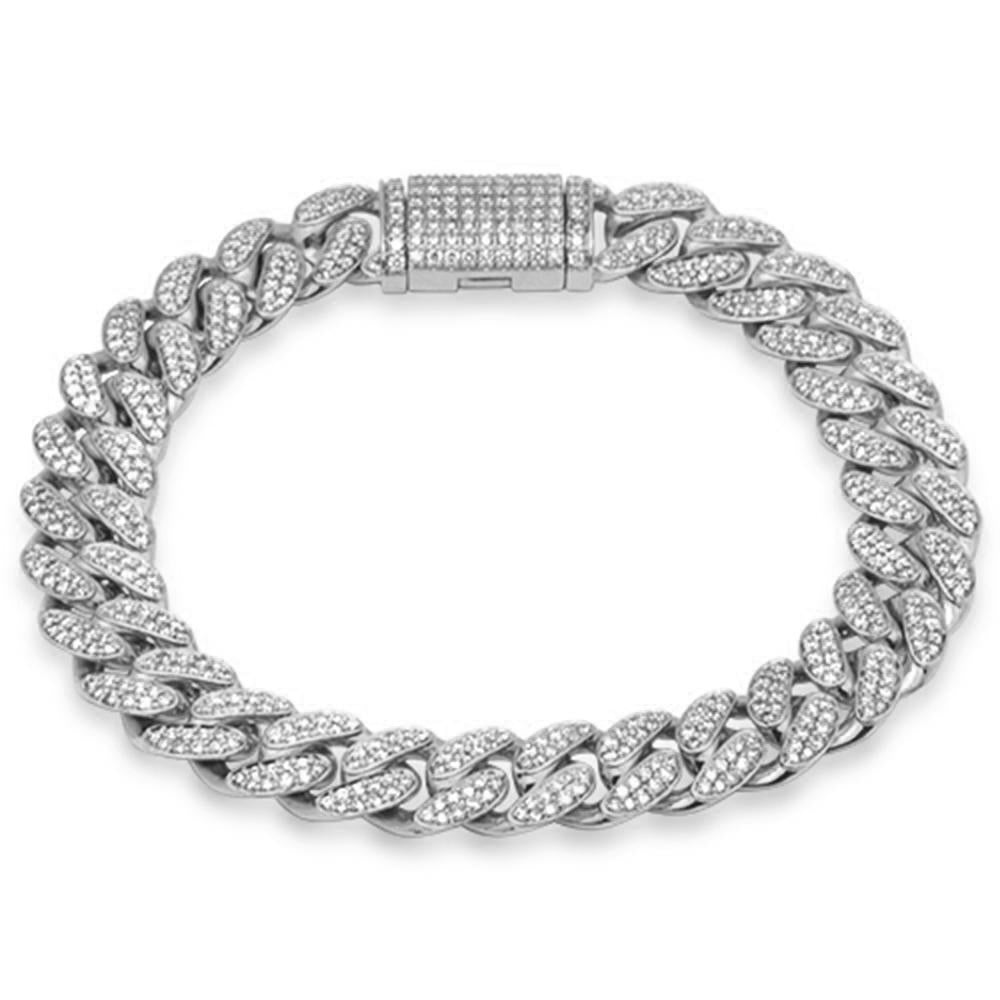 ''SPECIAL! 13MM 7.32ct G SI 14K White GOLD Diamond Round Cuban Bracelet 8''''''