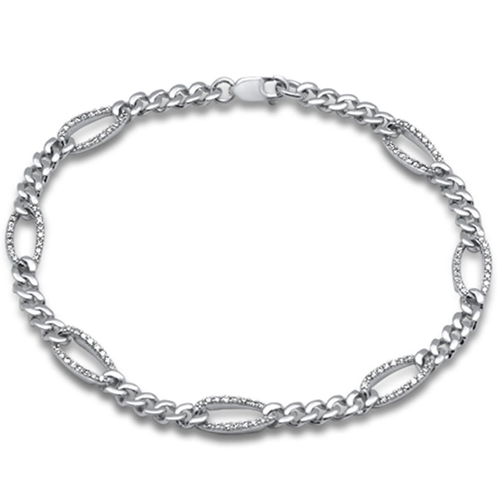 ''SPECIAL! .49ct G SI 14K White Gold Diamond Figaro BRACELET''