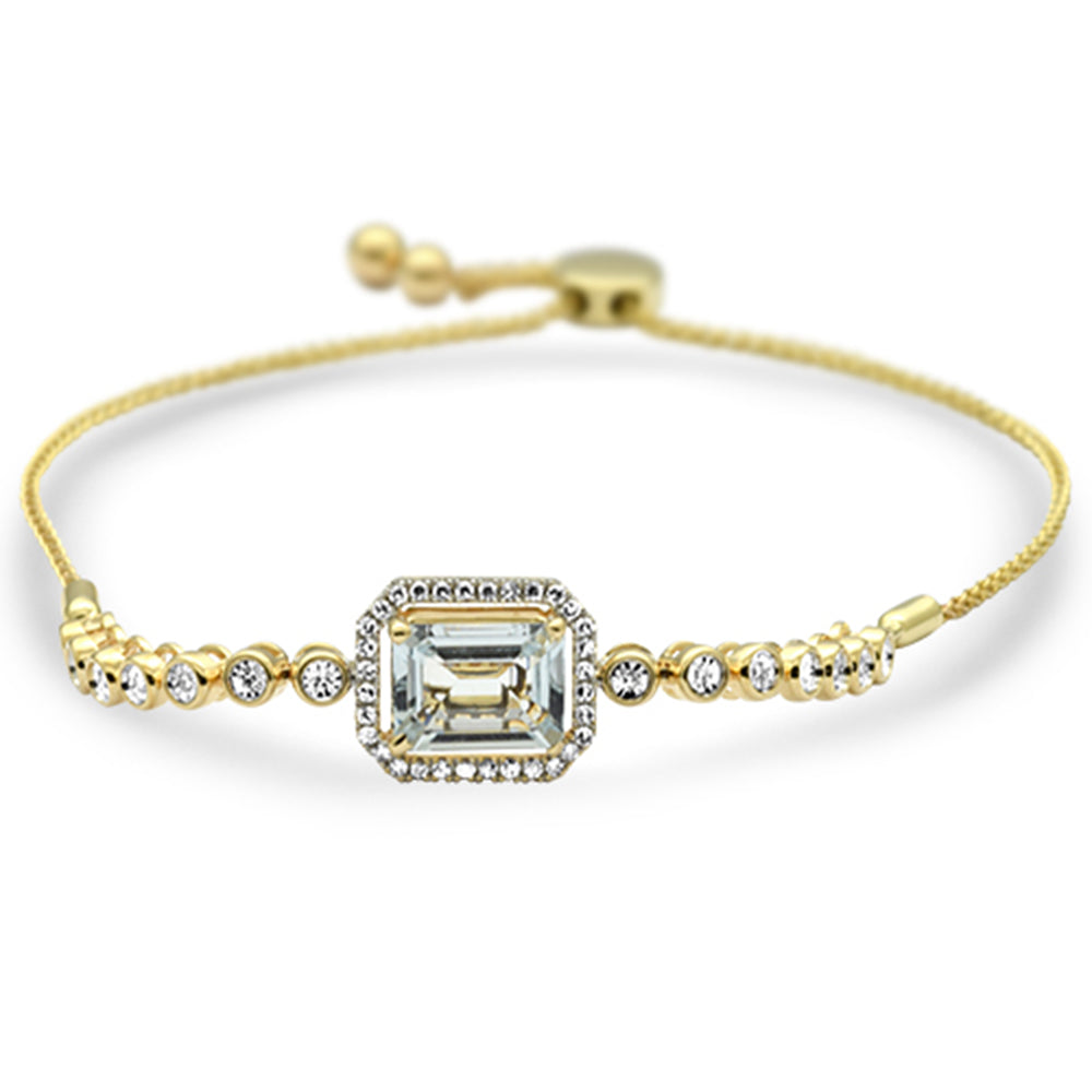 SPECIAL!  2.30ct G SI 14K Yellow Gold Diamond & AQUAMARINE Gemtsone Bola Bracelet 13mm x 11mm