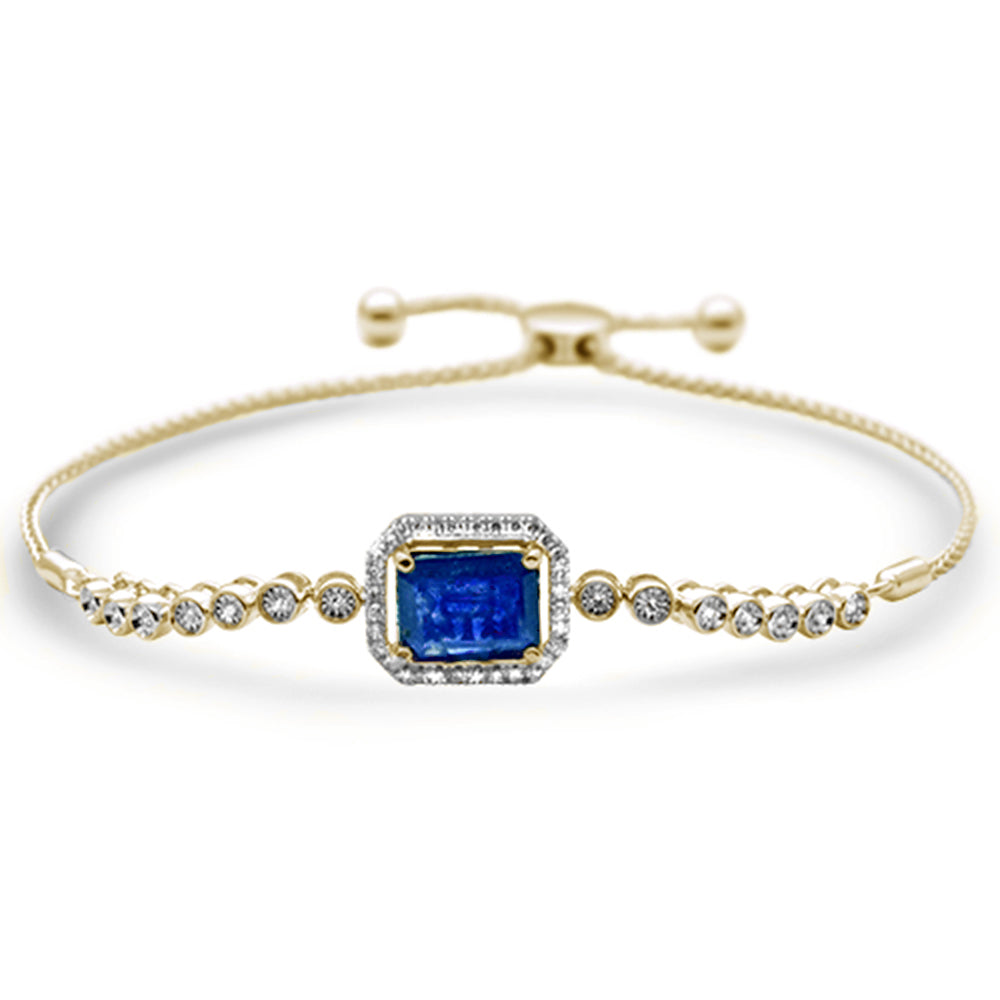 ''SPECIAL! 2.45ct G SI 14K Yellow Gold Adjustable DIAMOND & Blue Sapphire Bola Bracelet''