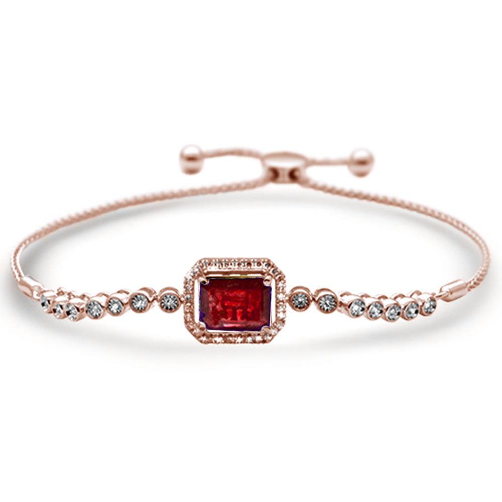 ''SPECIAL! 3.04ct G SI 14K Rose Gold DIAMOND & Ruby Adjustable Gemstone Bola Bracelet''