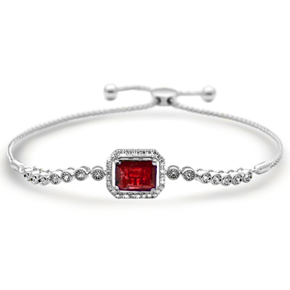 ''SPECIAL! 3.75ct G SI 14K White Gold Diamond & Ruby Adjustable Gemstone Bola BRACELET''