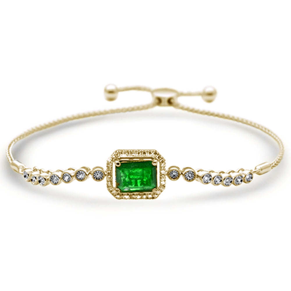 ''SPECIAL! 2.66ct G SI 14K Yellow Gold DIAMOND &  Emerald Adjustable Gemstone Bola Bracelet''