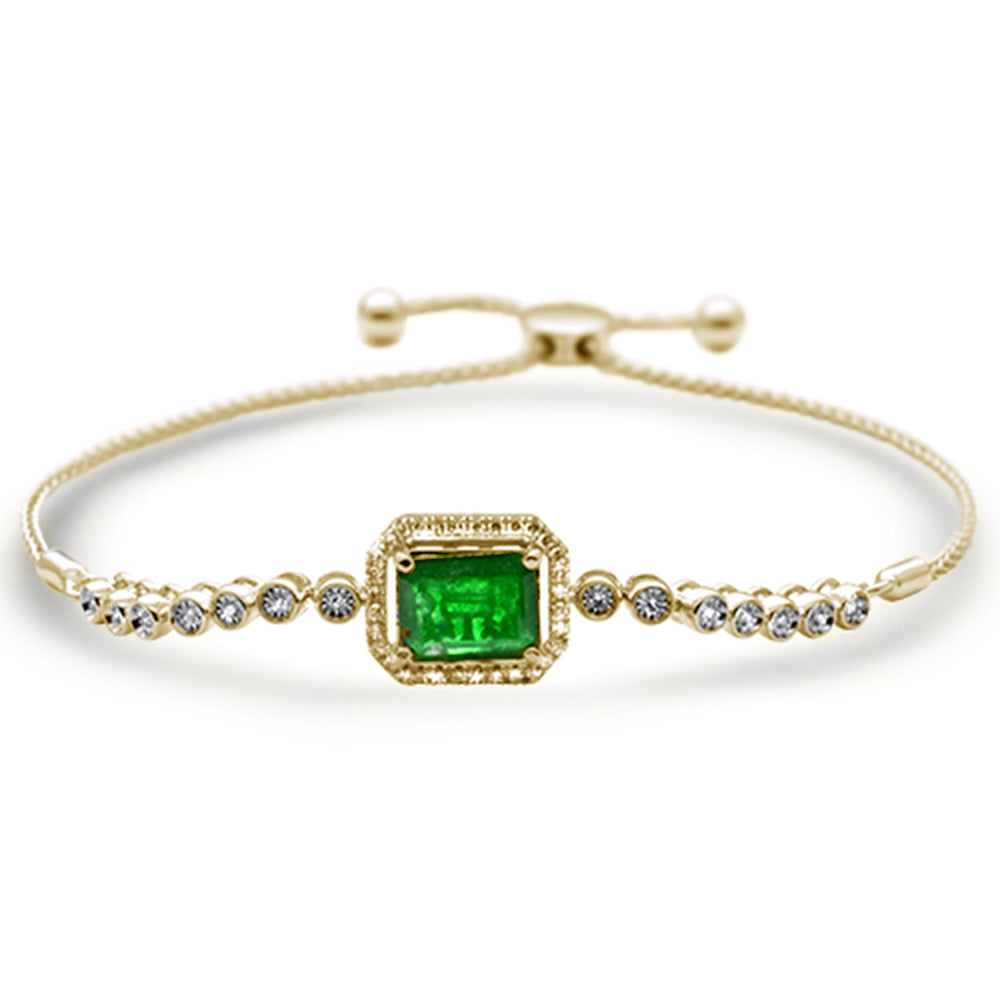 ''SPECIAL! 2.66ct G SI 14K Yellow Gold Diamond &  Emerald Adjustable Gemstone Bola BRACELET''